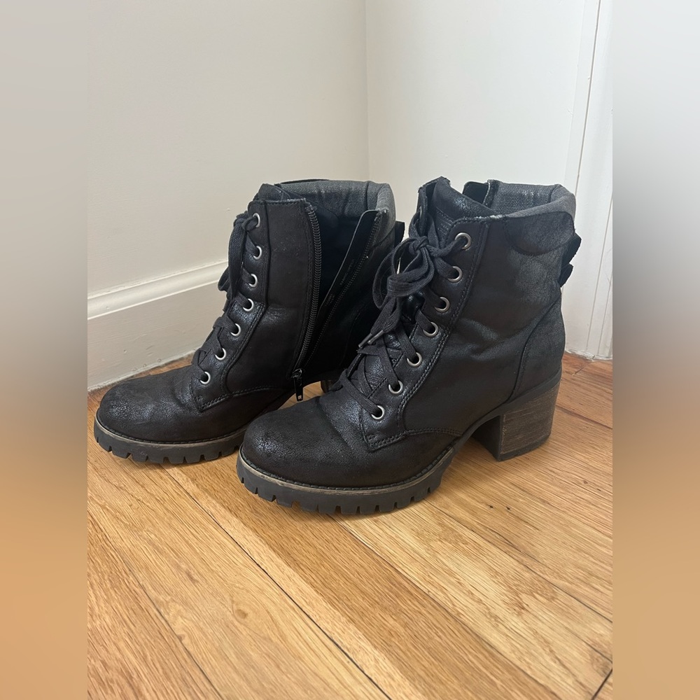 Black lace up ankle boots